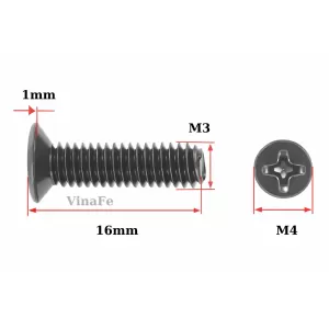 Vít KM GB819 M3*16mm Thép Carbon